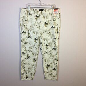 New! Buffalo David Bitton Ankle Skinny Jeans 16/36 Ivory Floral High Rise